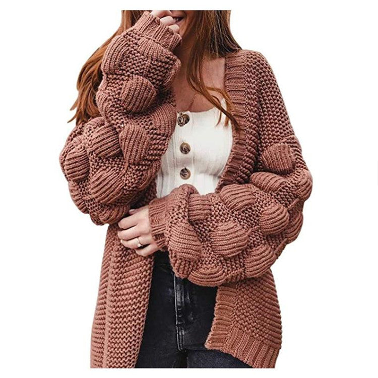 Damen Strickjacke mit strukturierten Ärmeln WW