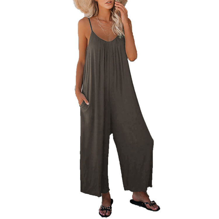 Damen Lässiger Jumpsuit mit weitem Schnitt und praktischen Taschen WW