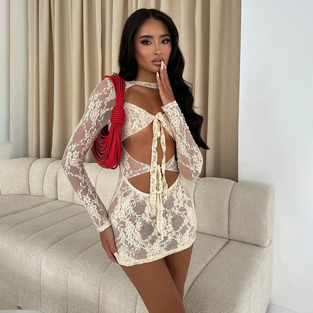 Damen Spaghetti-Träger Minikleid mit Cut-Out-Design WW