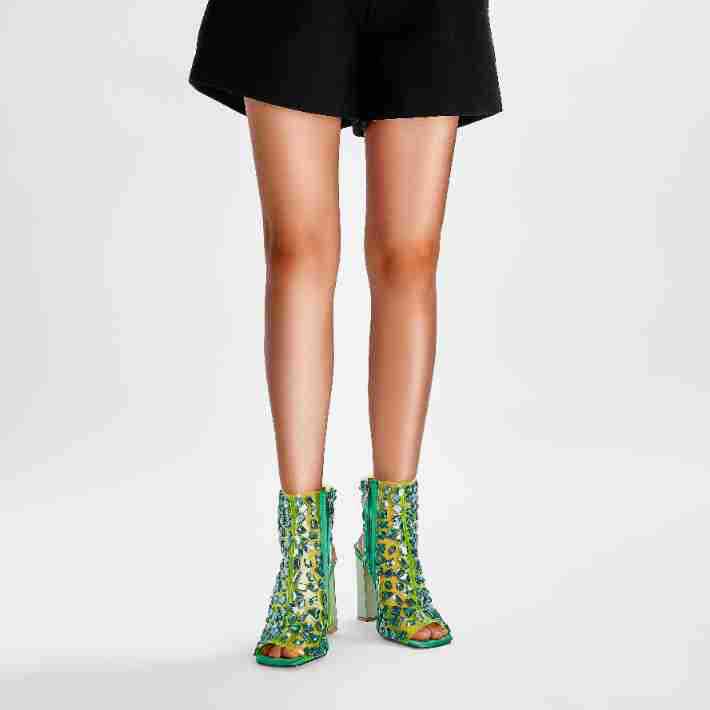 Damen Statement Transparente Stiletto Stiefeletten WW