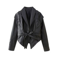 Damen Bikerjacke mit raffinierten Schnürdetails und tailliertem Schnitt WW