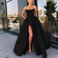 Damen Elegantes Abendkleid mit tiefem Schlitz und schwingendem Rock WW