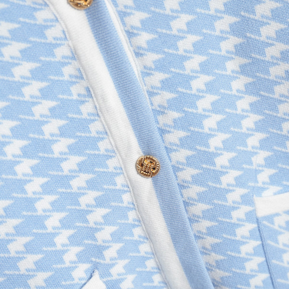 Damen Strickcardigan mit klassischem Hahnentritt-Muster und Knopfleiste WW