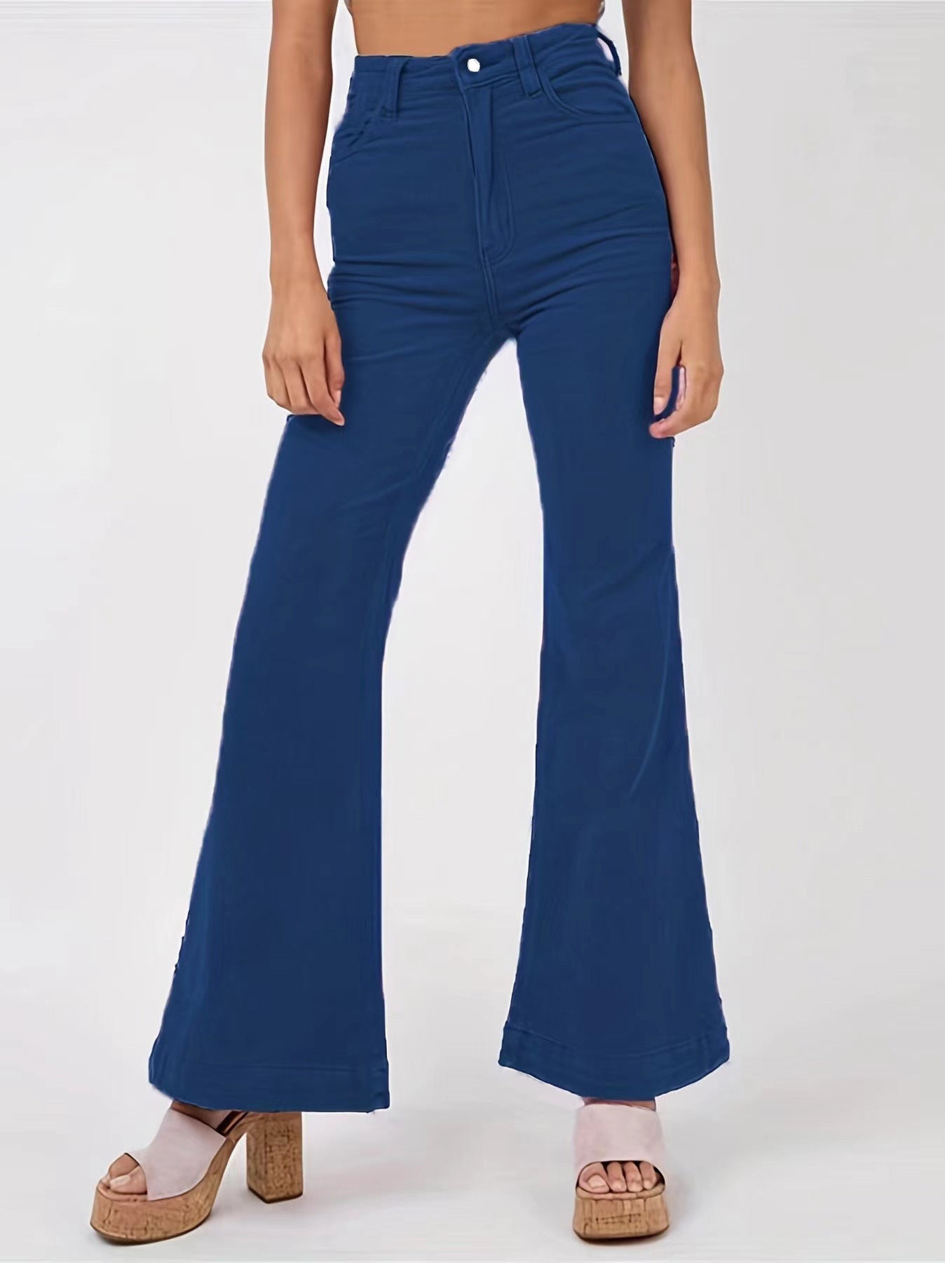 Damen weite High-Waist Flared Jeans WW