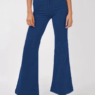 Damen weite High-Waist Flared Jeans WW