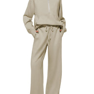 Damen Sportliches Fleece-Kombinationsset mit hohem Kragen und seitlichen Taschen WW