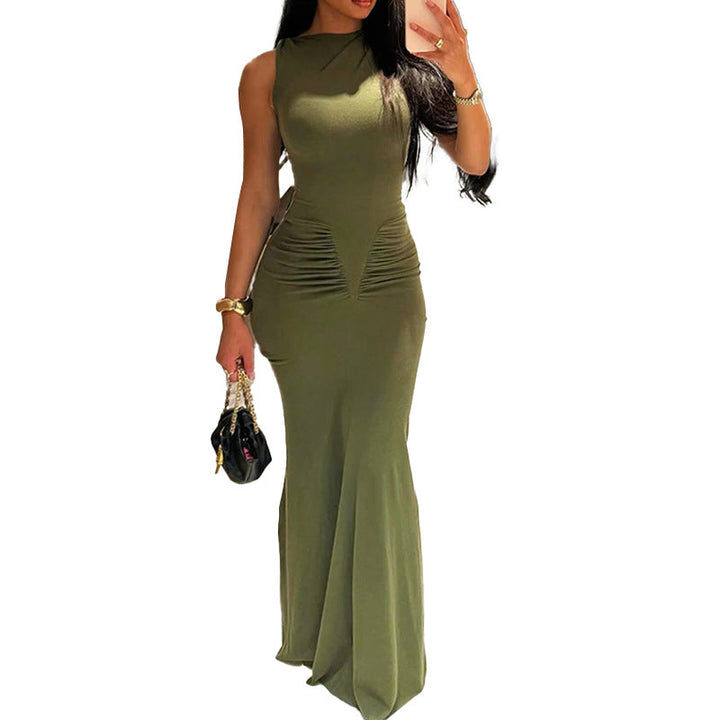 Damen Maxikleid mit körperbetontem Schnitt und eleganter Drapierung W&W Mode