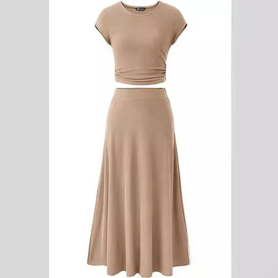 Damen elegantes und fließendes Zweiteiler Kleid WW