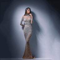 WW | Langärmliges Slim Fit Sexy Langrock Abendkleid