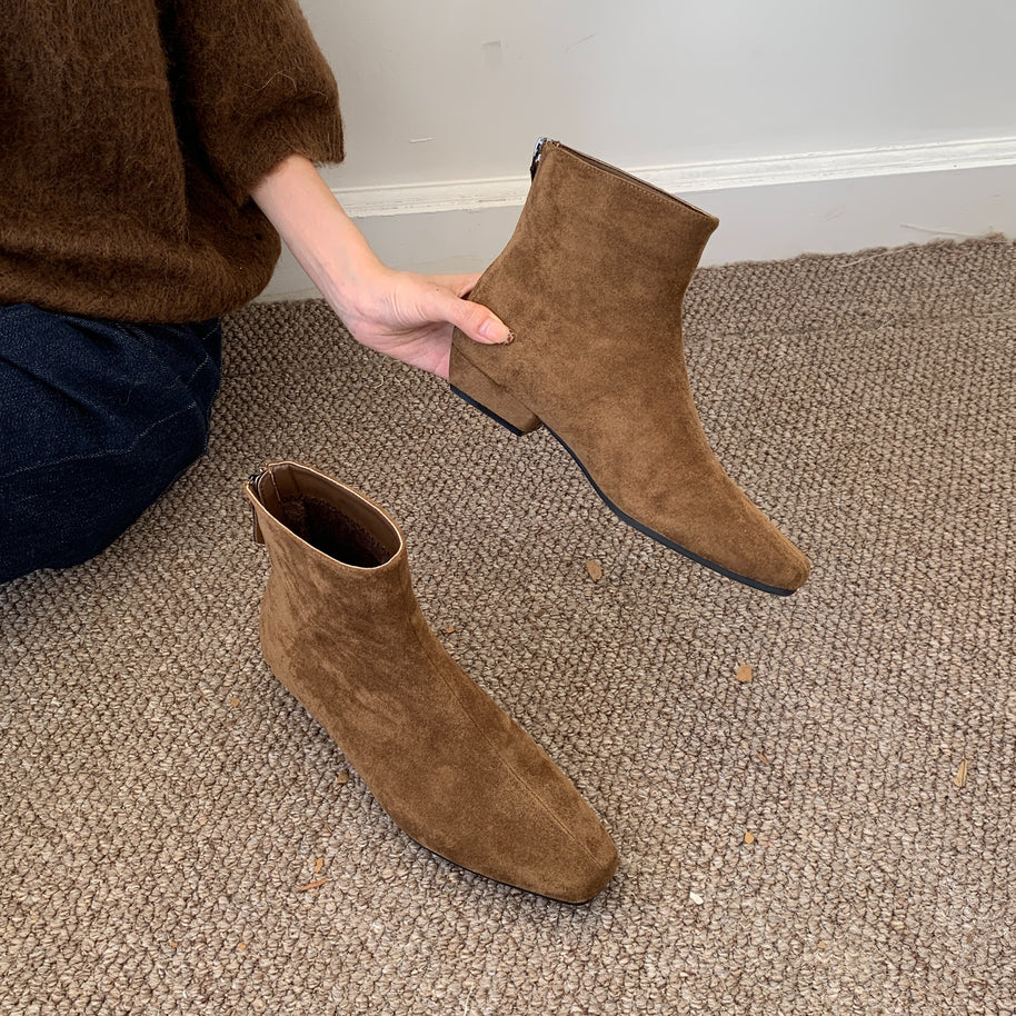 Damen Wildleder Spitz Zehen Knöchel Stiefeletten WW