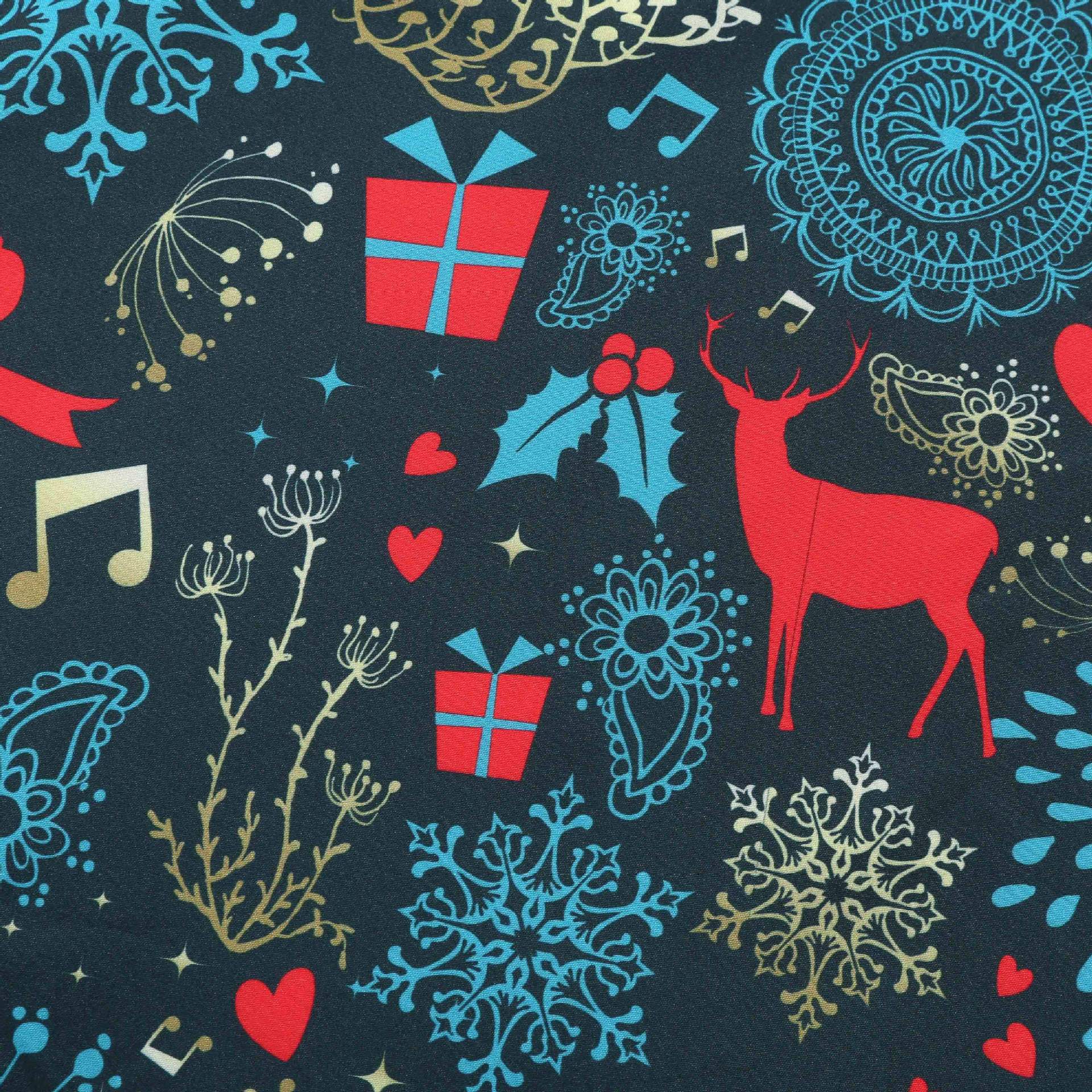 Damen Rock mit buntem Weihnachtliche Muster und eleganter Taillenbindung WW