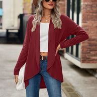 Damen Strickjacke mit asymmetrischem Saum und lässigem Schnitt WW