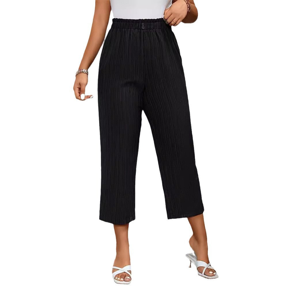 Damen Elegante und luftige Plisseehose mit elastischem Bund W&W Mode