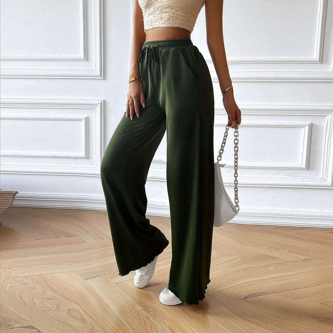 Damen weite Sommerhose mit elastischem Bund und seitlichen Eingrifftaschen W&W Mode