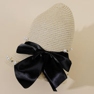Damen Eleganter Strohhut mit breiter Krempe und dekorativem Satinband WW