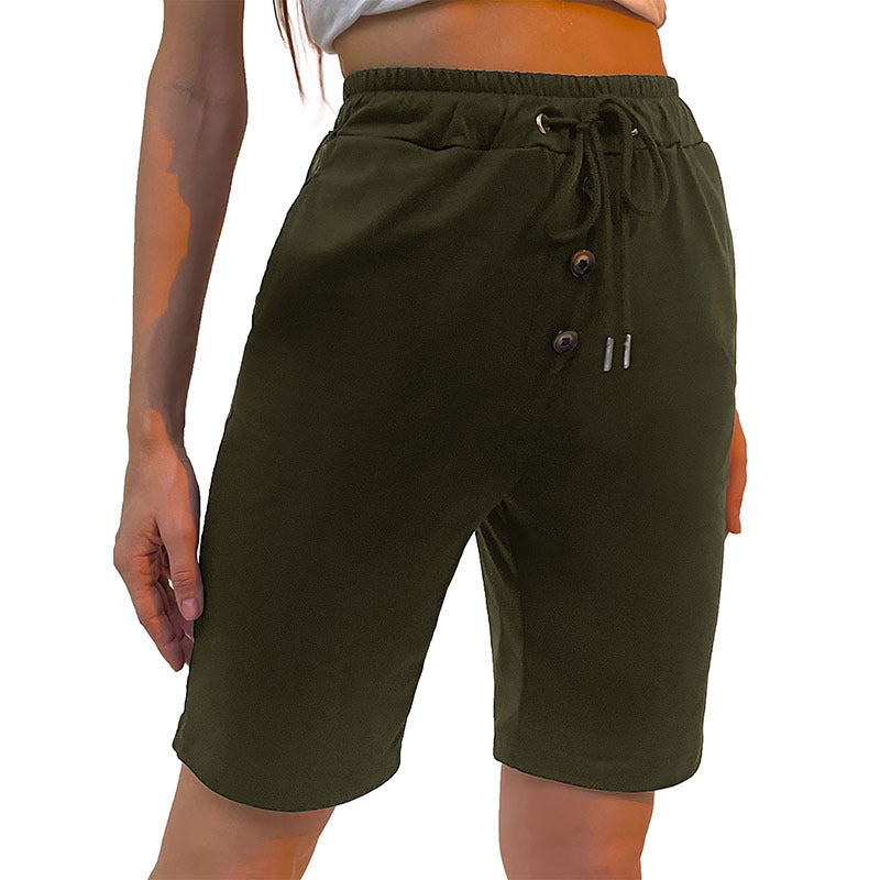 Damen sportliche Shorts mit elastischem Bund und seitlichen Taschen WW