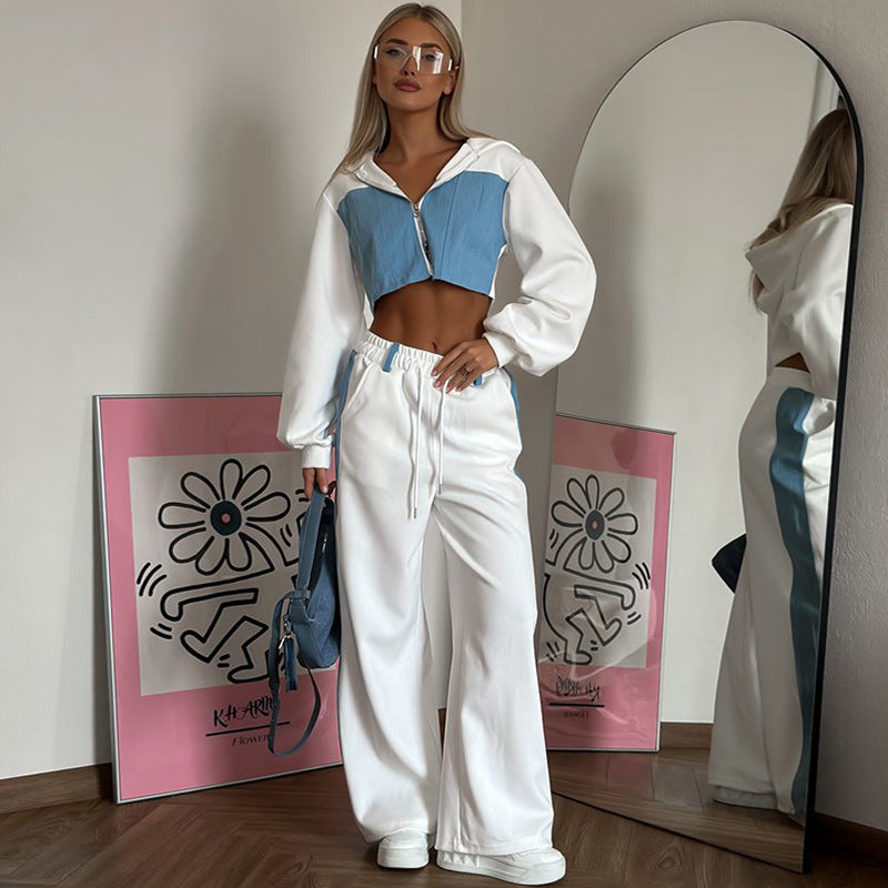Damen Sportliches Cropped-Set mit farblich abgestimmten Akzenten WW