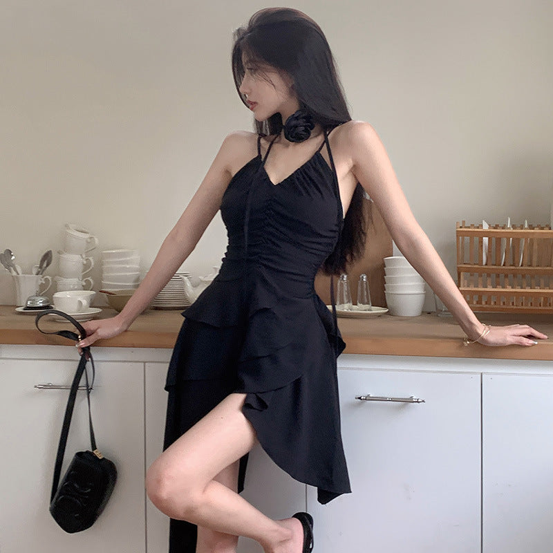 Damen asymmetrisches Sommerkleid mit Rüschendetails W&W