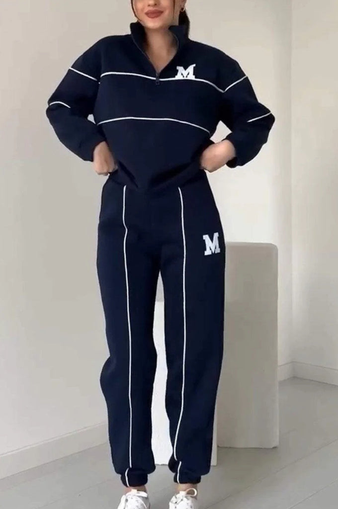 Damen sportliches Fleece-Anzugset mit Stehkragen und praktischen Taschen WW