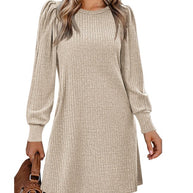 Damen Pulloverkleid mit Rüschendetails und seitlichen Taschen WW