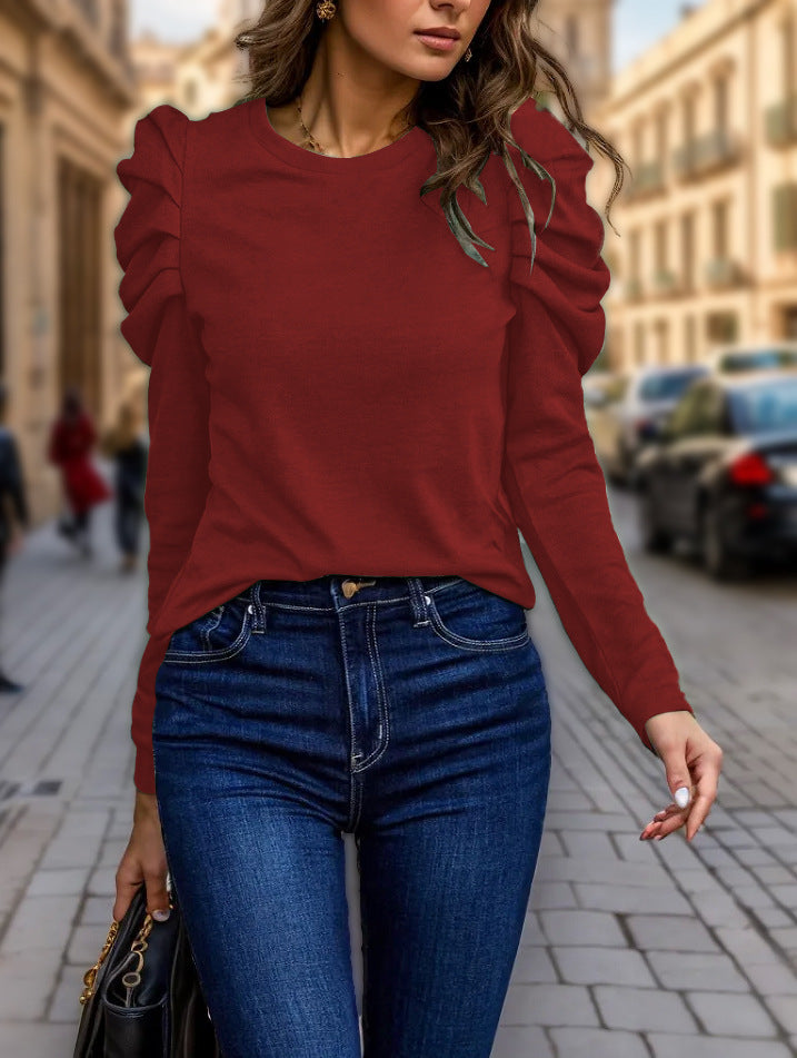 Damen Sweatshirt mit voluminösen Puffärmeln und lässigem Schnitt WW