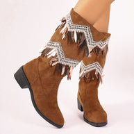 Damen Stiefel mit modischen Fransen und Glitzerdetails WW