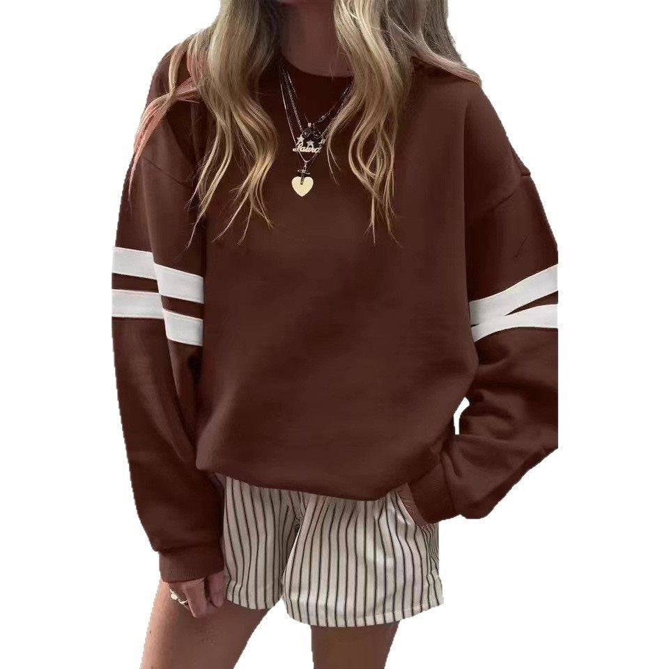 Damen Sportlicher Oversized Pullover mit Streifenakzenten und lässigem Schnitt WW