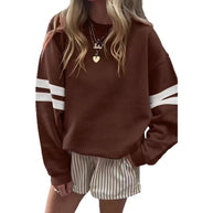 Damen Sportlicher Oversized Pullover mit Streifenakzenten und lässigem Schnitt WW