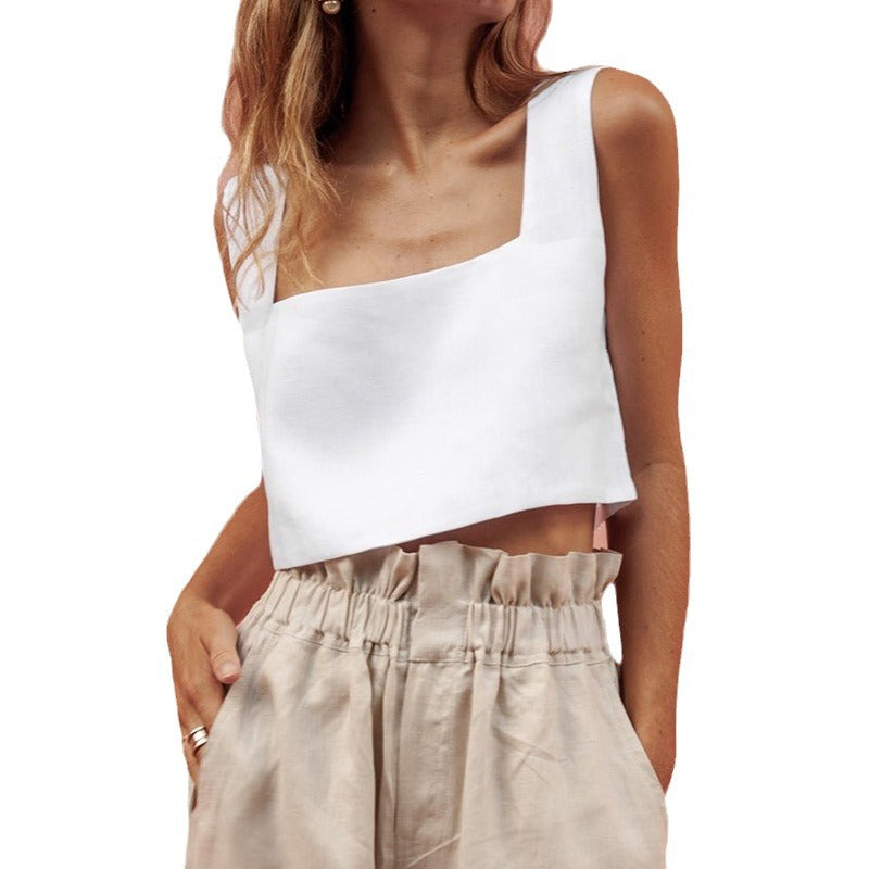 Damen Cropped Top mit quadratischem Ausschnitt und breiten Trägern WW
