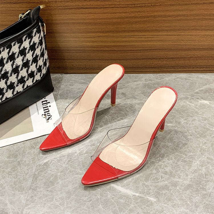 Damen transparente Mules mit elegantem Absatz und verführerischem Design WW