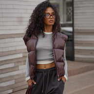 Damen Steppweste mit hohem Kragen und praktischem Reißverschluss WW