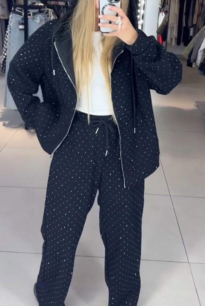 Damen Sportliches Lounge-Set mit punktiertem Design und praktischen Taschen WW