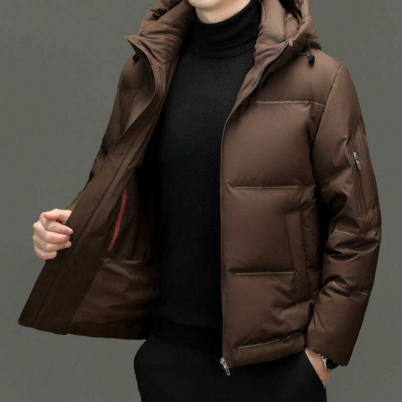 Herren Daunenjacke mit abnehmbarem Kapuzenkragen und wasserabweisender Oberfläche WW