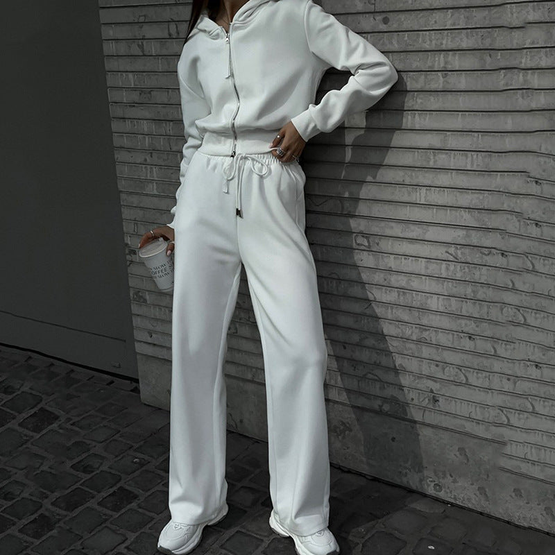 Damen sportlicher Freizeitanzug mit hochgeschlossenem Reißverschluss und weitem Schnitt WW