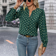 Damen Bluse mit elegantem V-Ausschnitt und feinen Rüschendetails WW