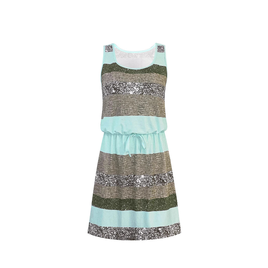 Damen Freizeitkleid mit attraktiven Mischstrukturen und elastischem Taillenzug W&W Mode