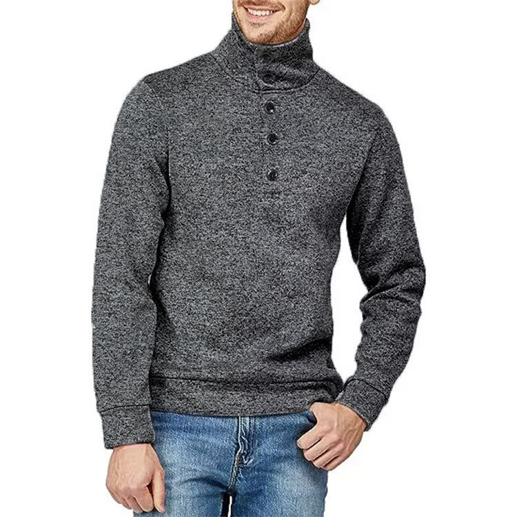 Herren Hochwertiger Pullover mit Stehkragen und Knopfdetail WW