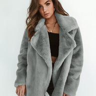 Damen elegante Fake-Fur Jacke mit weichem Kragen und lässigem Schnitt WW