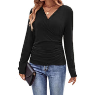 Damen Wickelshirt mit figurformendem Design und V-Ausschnitt WW