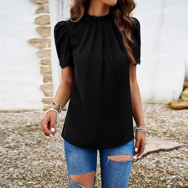 Damen Bluse mit elegante Rüschen und zurückhaltenden Falten WW