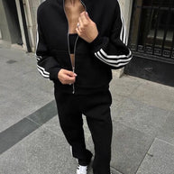 Damen Sportlicher Loungewear-Anzug mit hohem Kragen und seitlichen Streifen WW