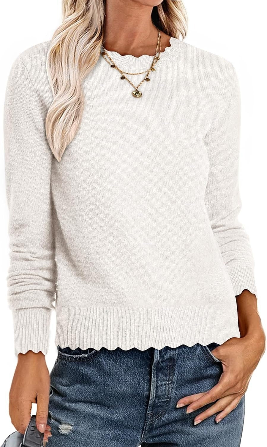 Damen Sweater mit Wellenkante W&W Mode