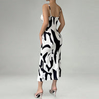 Damen figurbetonendes Maxikleid mit verstellbaren Trägern und raffiniertem Schlitz WW