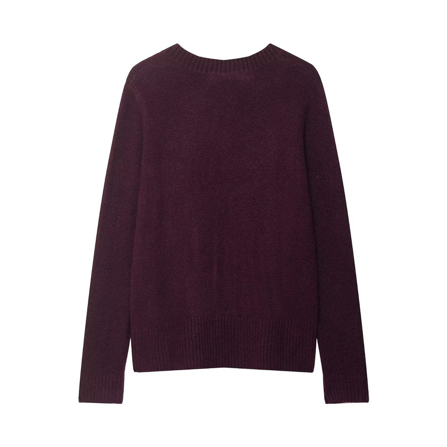 Damen Pullover mit V-Ausschnitt und weichem Material WW