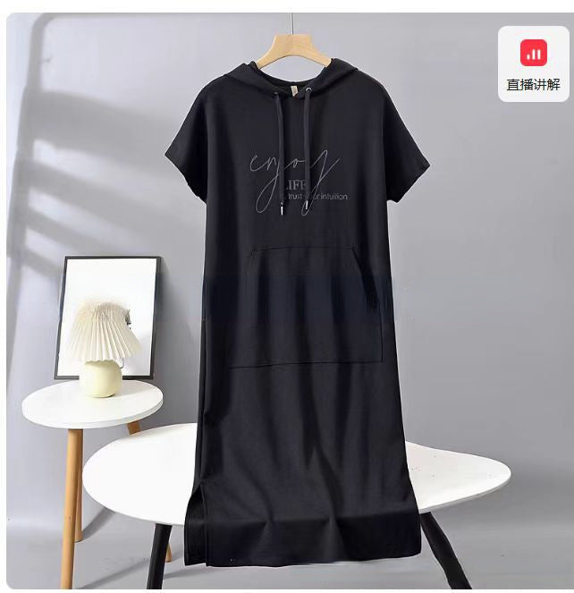 Damen Hoodie-Kleid mit praktischen Einschubtaschen und seitlichen Schlitzen WW