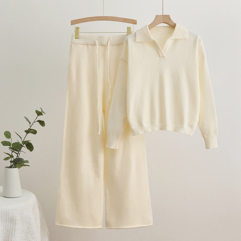 W&W Mode | Reverskragen Top und Kordelzug Weite Hose Set