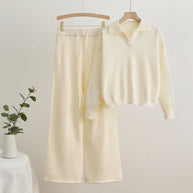 WW | Reverskragen Top und Kordelzug Weite Hose Set