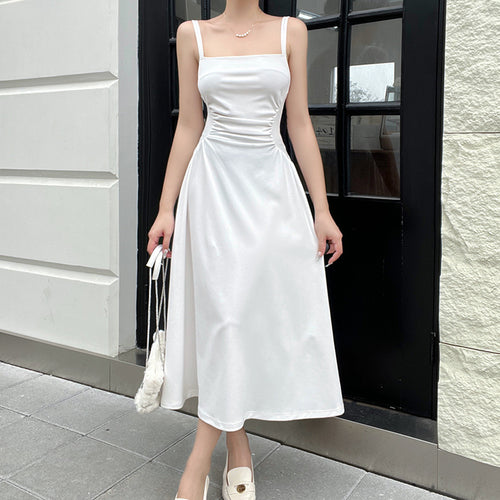 Damen Elegantes Spaghettiträger-Midikleid mit figurbetonter Silhouette und raffinierten Drapierungen W&W
