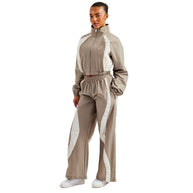 Damen Sportliches Crop-Set mit elastischem Bund und Kontraststreifen WW