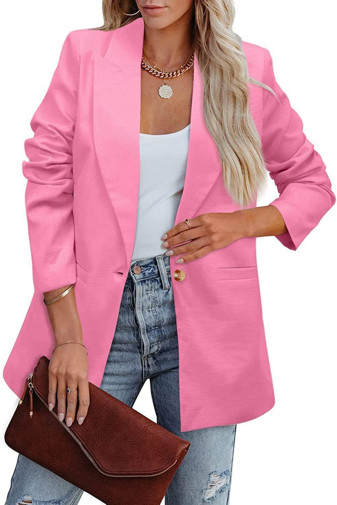Damen Eleganter Freizeitblazer mit lässigem Schnitt und zwei Taschen WW